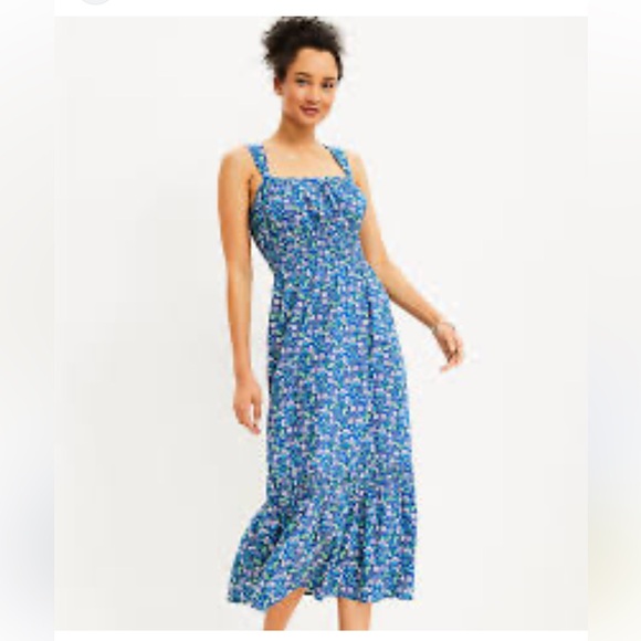 LOFT Blue Strap floral Sundress Midi/ Maxi - Picture 7 of 8